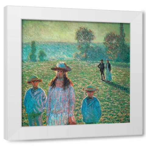 Landscape with figures 1888 White Modern Wood Framed Art Print by Monet, Claude