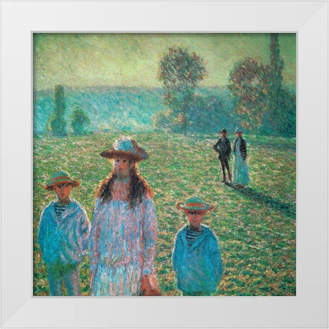 Landscape with figures 1888 White Modern Wood Framed Art Print by Monet, Claude