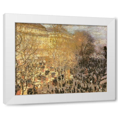 Le Boulevard des Capucines 1873 White Modern Wood Framed Art Print by Monet, Claude
