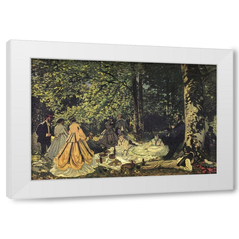 Luncheon on the grass study 1865 White Modern Wood Framed Art Print by Monet, Claude
