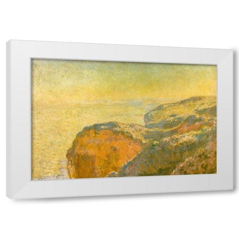On the cliffs-Dieppe 1897 White Modern Wood Framed Art Print by Monet, Claude