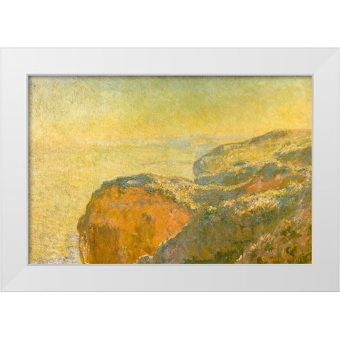 On the cliffs-Dieppe 1897 White Modern Wood Framed Art Print by Monet, Claude