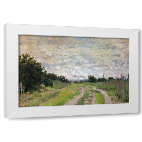 Path through the Vineyards 1872 White Modern Wood Framed Art Print by Monet, Claude