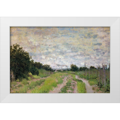 Path through the Vineyards 1872 White Modern Wood Framed Art Print by Monet, Claude