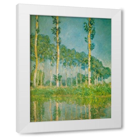 Pink Poplars 1891 White Modern Wood Framed Art Print by Monet, Claude