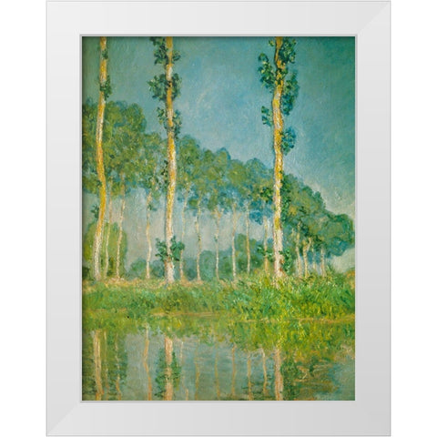 Pink Poplars 1891 White Modern Wood Framed Art Print by Monet, Claude
