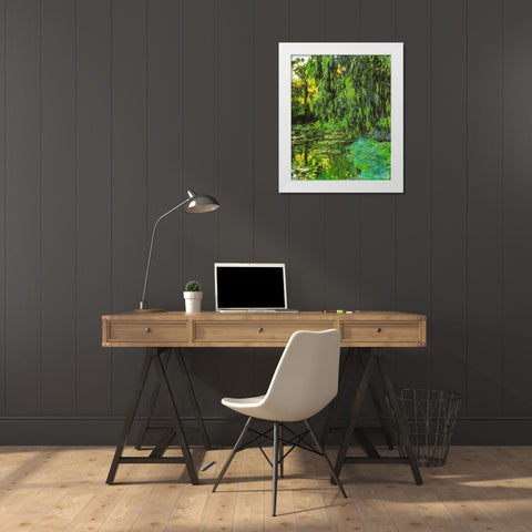 Pond with Willow Tree 1918 White Modern Wood Framed Art Print by Monet, Claude