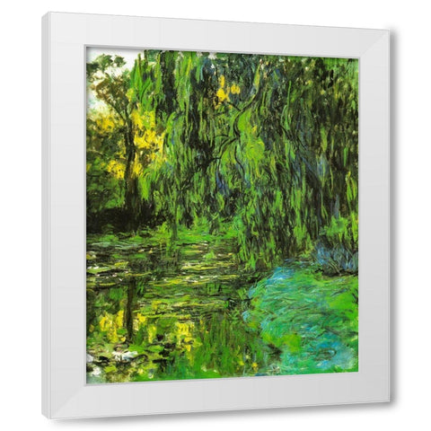 Pond with Willow Tree 1918 White Modern Wood Framed Art Print by Monet, Claude