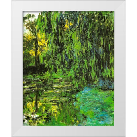 Pond with Willow Tree 1918 White Modern Wood Framed Art Print by Monet, Claude