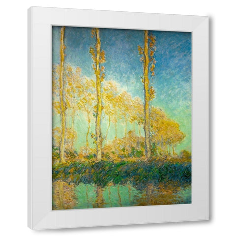 Poplars 1891 White Modern Wood Framed Art Print by Monet, Claude