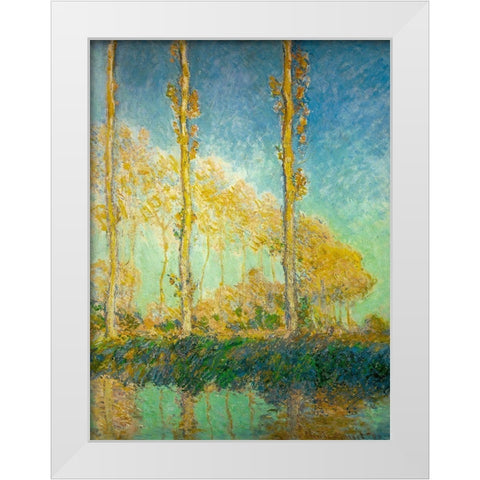 Poplars 1891 White Modern Wood Framed Art Print by Monet, Claude