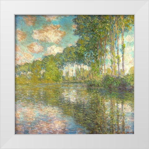 Poplars on the Epte 1891 White Modern Wood Framed Art Print by Monet, Claude