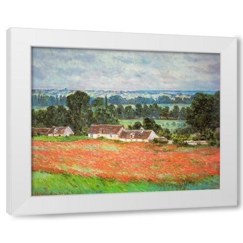 Poppies-Giverny 1885 White Modern Wood Framed Art Print by Monet, Claude