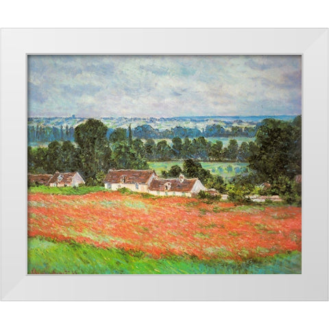 Poppies-Giverny 1885 White Modern Wood Framed Art Print by Monet, Claude