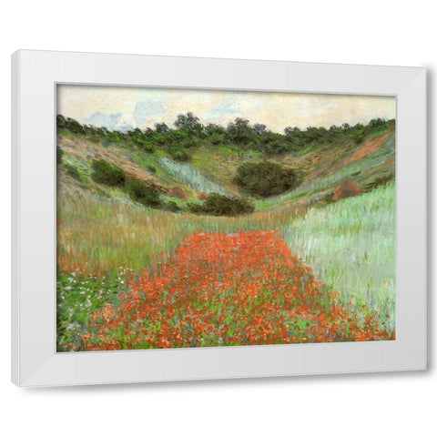 Poppy field near Giverny 1885 White Modern Wood Framed Art Print by Monet, Claude
