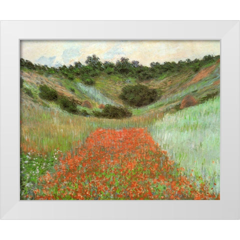 Poppy field near Giverny 1885 White Modern Wood Framed Art Print by Monet, Claude