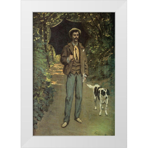 Portrait of a Man 1865 White Modern Wood Framed Art Print by Monet, Claude
