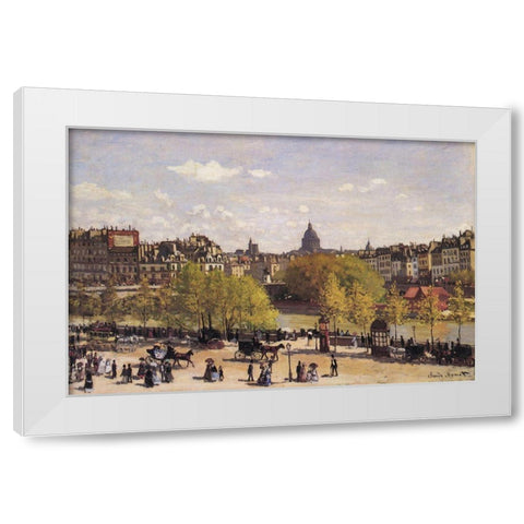 Quai du Louvre 1867 White Modern Wood Framed Art Print by Monet, Claude