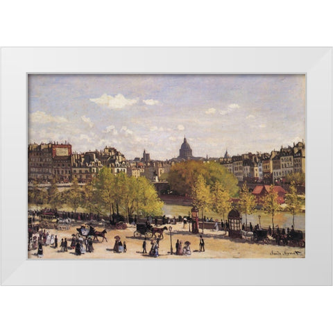 Quai du Louvre 1867 White Modern Wood Framed Art Print by Monet, Claude