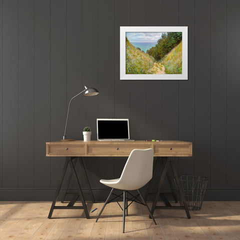 Road at La Cavee-Pourville 1882 White Modern Wood Framed Art Print by Monet, Claude