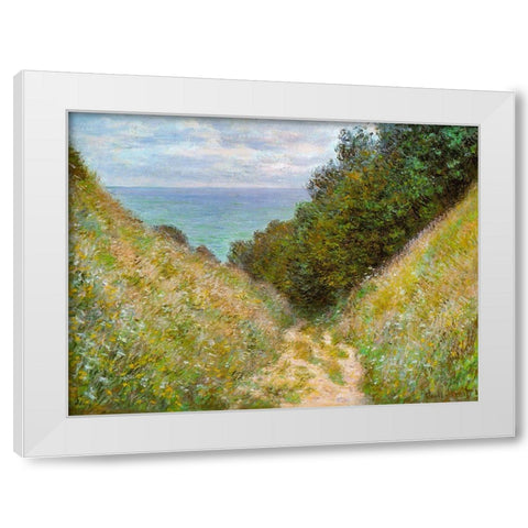 Road at La Cavee-Pourville 1882 White Modern Wood Framed Art Print by Monet, Claude