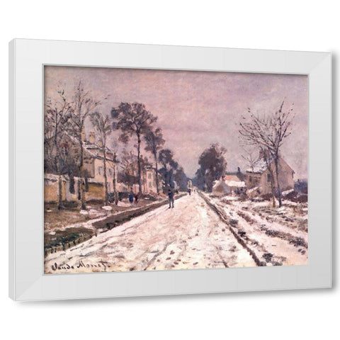Road to Louveciennes in snow 1869 White Modern Wood Framed Art Print by Monet, Claude