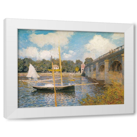 Road-bridge at Argenteuil 1874 White Modern Wood Framed Art Print by Monet, Claude
