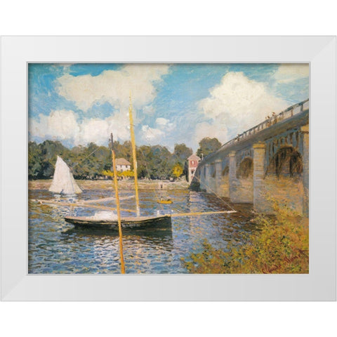 Road-bridge at Argenteuil 1874 White Modern Wood Framed Art Print by Monet, Claude