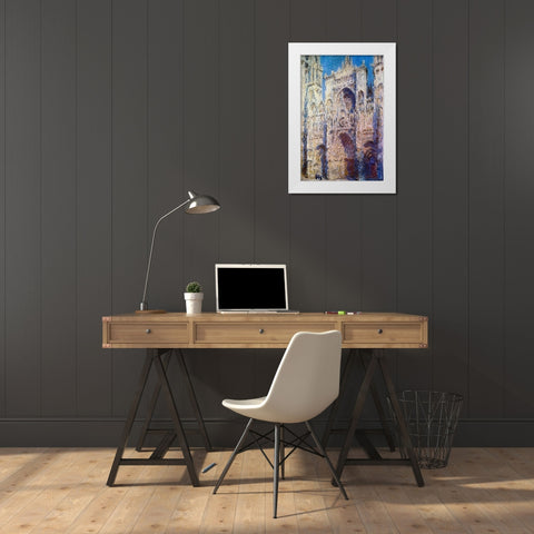 Rouen Cathedral 1894 White Modern Wood Framed Art Print by Monet, Claude