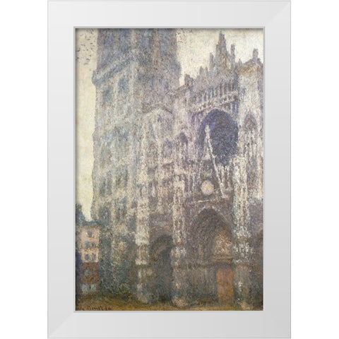 Rouen Cathedral facade 1894 White Modern Wood Framed Art Print by Monet, Claude