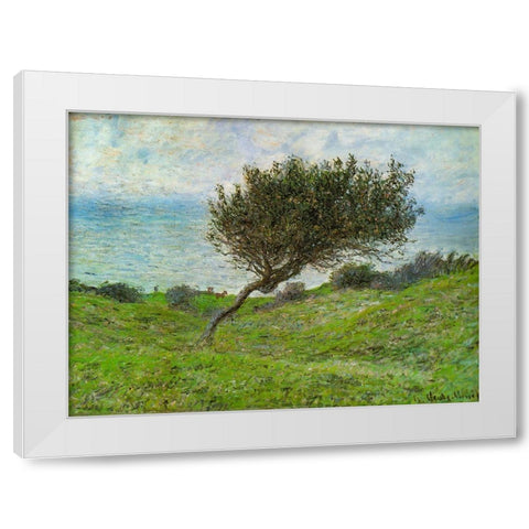 Sea coast at Trouville 1881 White Modern Wood Framed Art Print by Monet, Claude