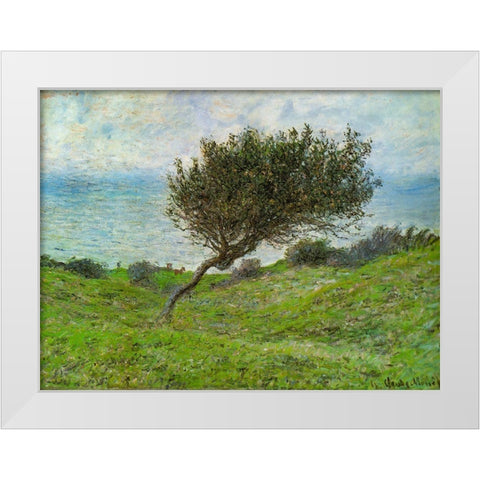 Sea coast at Trouville 1881 White Modern Wood Framed Art Print by Monet, Claude