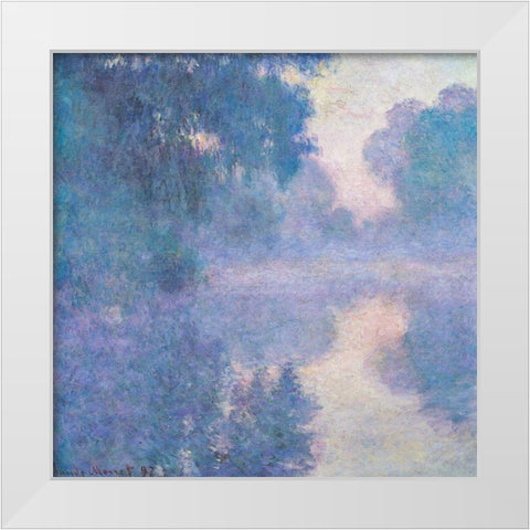 Seine near Giverny 1897 White Modern Wood Framed Art Print by Monet, Claude