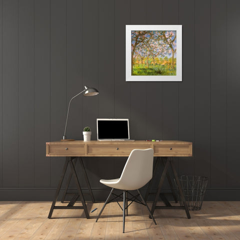 Spring 1900 White Modern Wood Framed Art Print by Monet, Claude