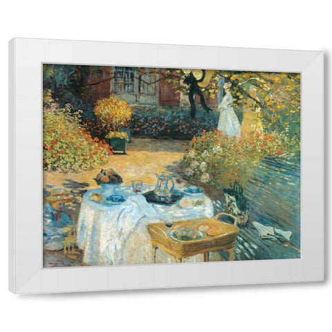 The Luncheon 1873 White Modern Wood Framed Art Print by Monet, Claude