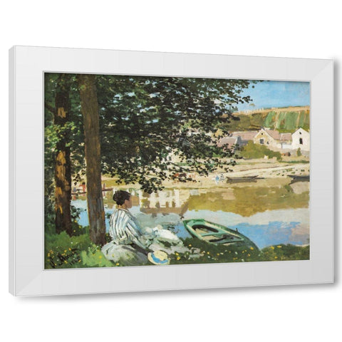 The River 1868 White Modern Wood Framed Art Print by Monet, Claude