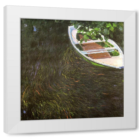The Row Boat 1887 White Modern Wood Framed Art Print by Monet, Claude