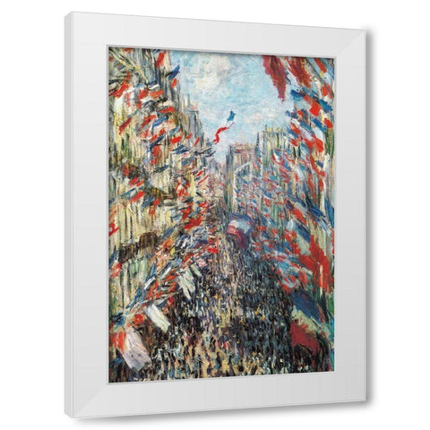 The Rue Montorgeuil 1878 White Modern Wood Framed Art Print by Monet, Claude