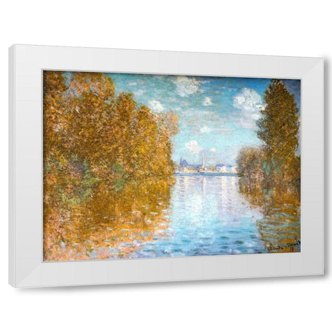 The Seine at Argenteuil 1873 White Modern Wood Framed Art Print by Monet, Claude