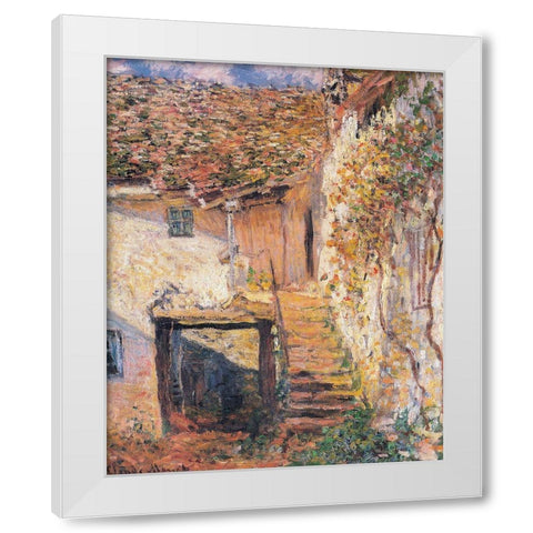 The Stairs 1878 White Modern Wood Framed Art Print by Monet, Claude