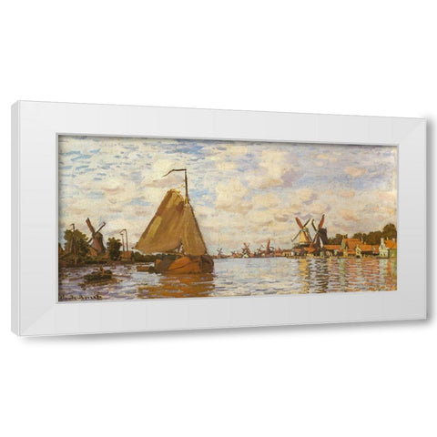 The Zaan at Zaandam 1871 White Modern Wood Framed Art Print by Monet, Claude