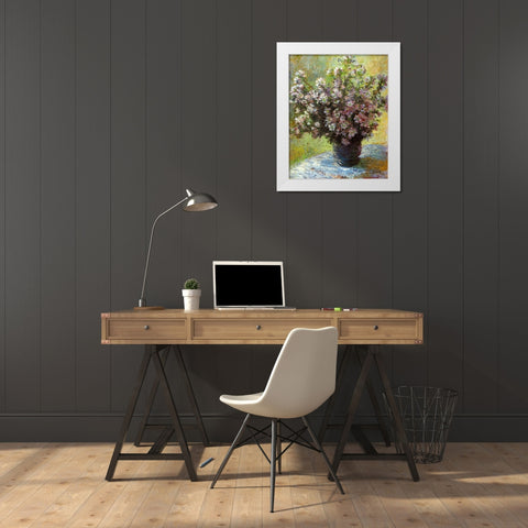 Vase of Flowers 1881 White Modern Wood Framed Art Print by Monet, Claude