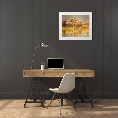 Vetheuil Church 1879 White Modern Wood Framed Art Print by Monet, Claude