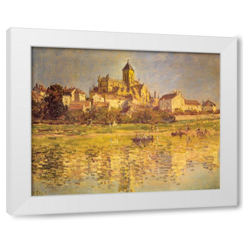 Vetheuil Church 1879 White Modern Wood Framed Art Print by Monet, Claude