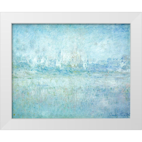 Vetheuil in the Fog 1879 White Modern Wood Framed Art Print by Monet, Claude