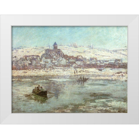 Vetheuil in Winter 1878 White Modern Wood Framed Art Print by Monet, Claude