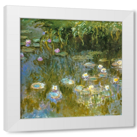 Water-lilies 1888 White Modern Wood Framed Art Print by Monet, Claude