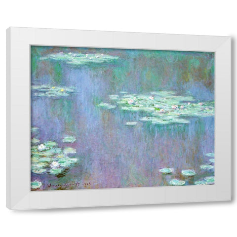 Water-lilies 1905 White Modern Wood Framed Art Print by Monet, Claude