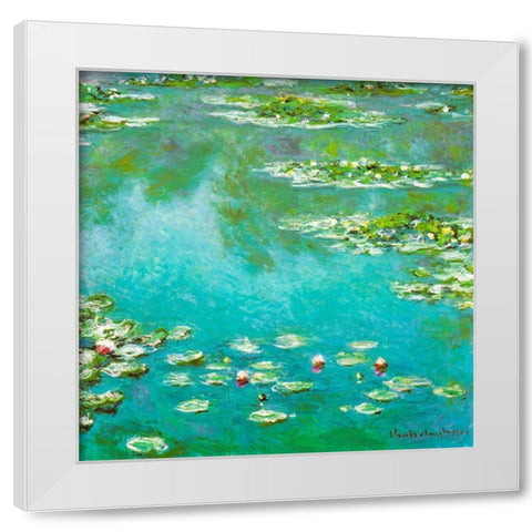 Water-lilies 1906 White Modern Wood Framed Art Print by Monet, Claude