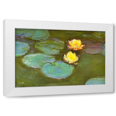 Water-lilies II 1907 White Modern Wood Framed Art Print by Monet, Claude